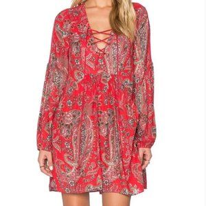 Free People Rain or Shine Dress in Red Floral - Size XS